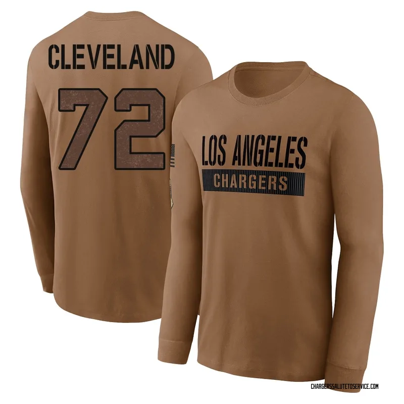 Men's Ben Cleveland Los Angeles Chargers Brown 2023 Salute To Service Long Sleeve T-Shirt