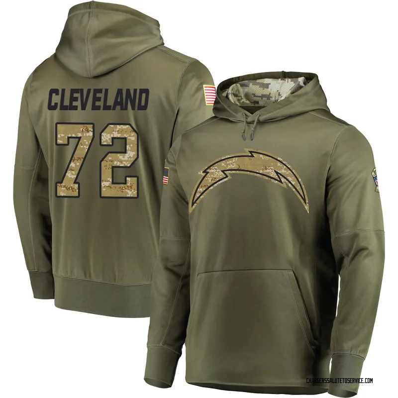 Men's Ben Cleveland Los Angeles Chargers Olive Salute to Service Pullover Hoodie