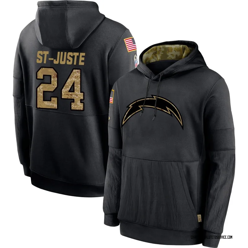 Men's Benjamin St-Juste Los Angeles Chargers Black 2020 Salute to Service Sideline Performance Pullover Hoodie