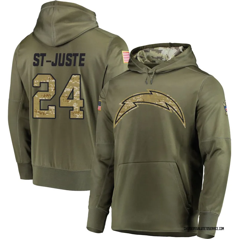 Men's Benjamin St-Juste Los Angeles Chargers Olive Salute to Service Pullover Hoodie