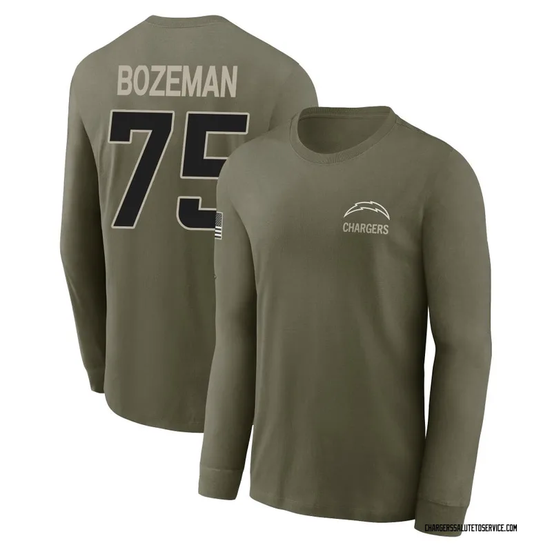 Men's Bradley Bozeman Los Angeles Chargers Olive 2025 Salute to Service Sideline Long Sleeve T-Shirt