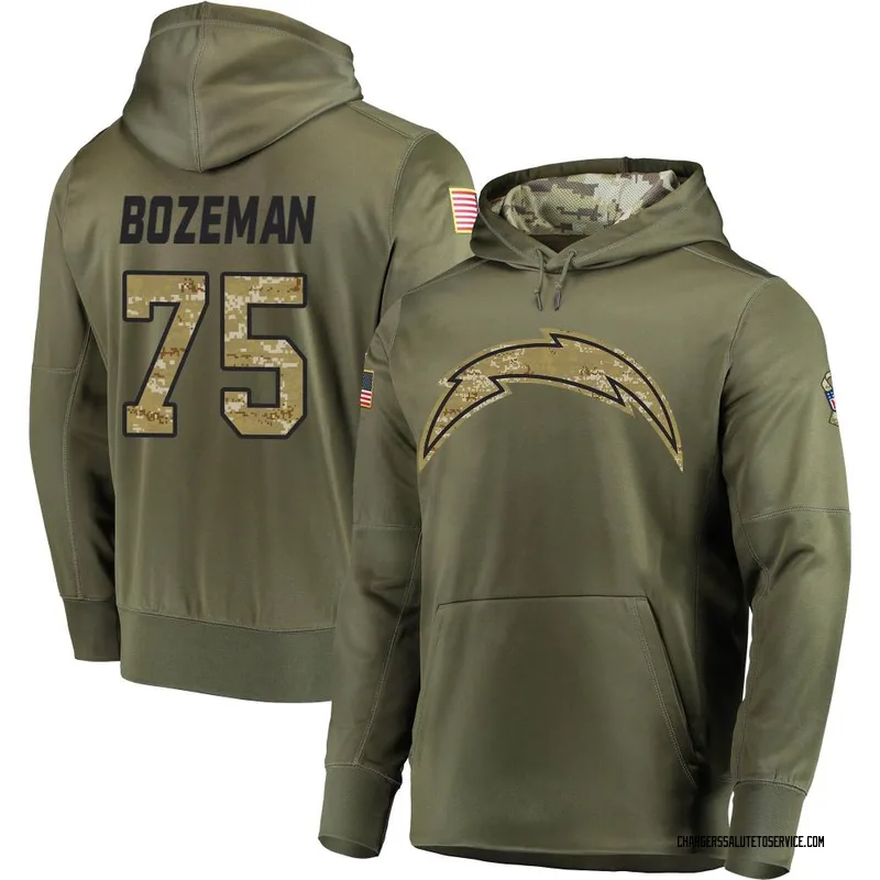 Men's Bradley Bozeman Los Angeles Chargers Olive Salute to Service Pullover Hoodie