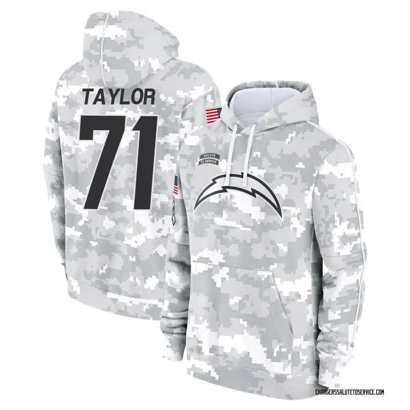 Men's Branson Taylor Los Angeles Chargers Camo Arctic 2024 Salute to Service Club Fleece Pullover Hoodie