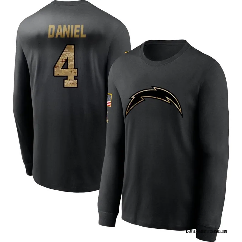 Men's Chase Daniel Los Angeles Chargers Black 2020 Salute To Service Sideline Performance Long Sleeve T-Shirt