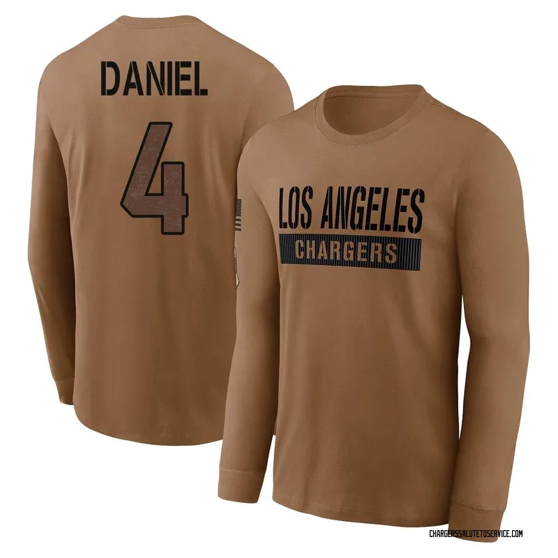 Men's Chase Daniel Los Angeles Chargers Brown 2023 Salute To Service Long Sleeve T-Shirt