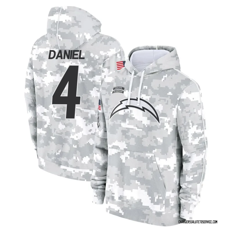 Men's Chase Daniel Los Angeles Chargers Camo Arctic 2024 Salute to Service Club Fleece Pullover Hoodie
