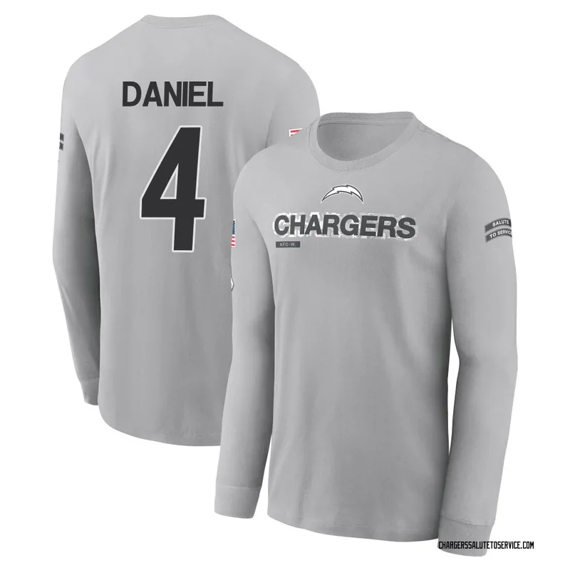 Men's Chase Daniel Los Angeles Chargers Gray 2024 Salute to Service Long Sleeve T-Shirt