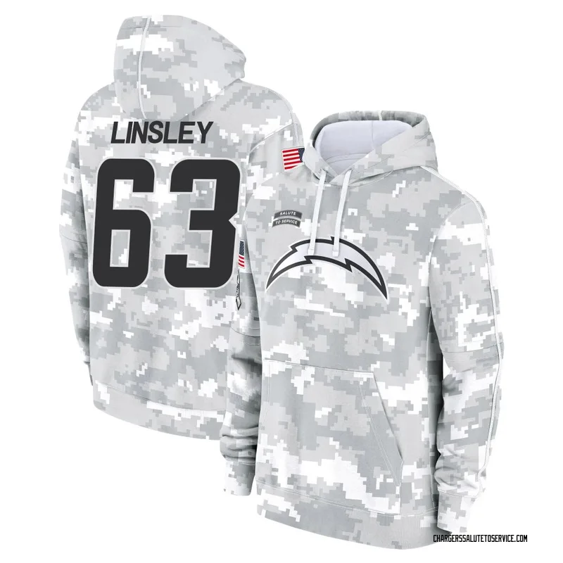 Men's Corey Linsley Los Angeles Chargers Camo Arctic 2024 Salute to Service Club Fleece Pullover Hoodie