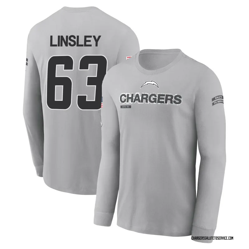 Men's Corey Linsley Los Angeles Chargers Gray 2024 Salute to Service Long Sleeve T-Shirt
