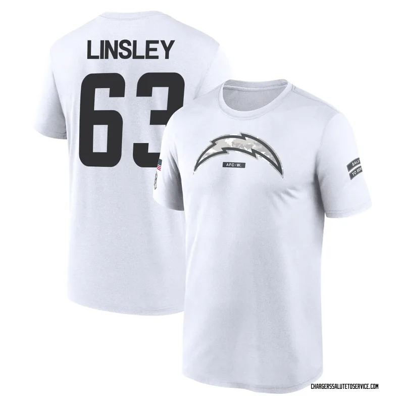 Men's Corey Linsley Los Angeles Chargers Legend White 2024 Salute to Service Performance T-Shirt