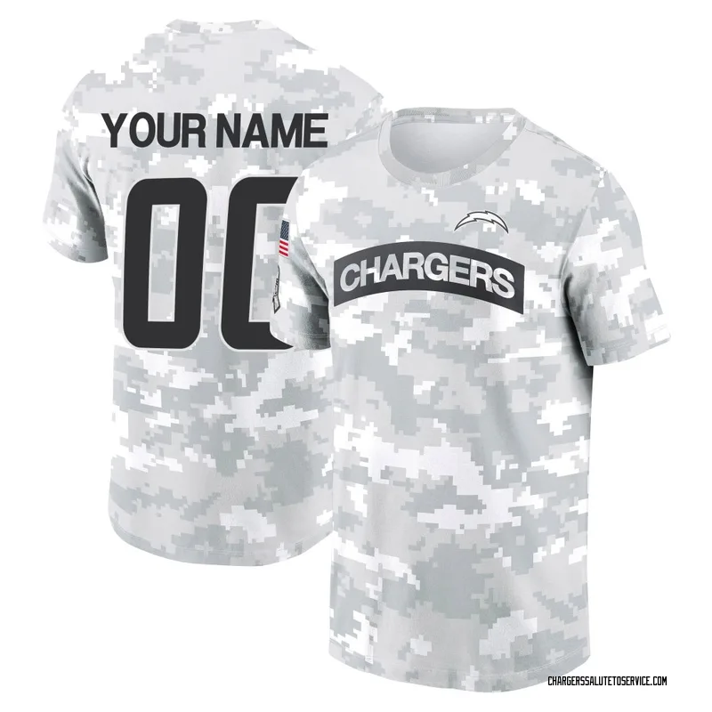 Men's Custom Los Angeles Chargers Camo Arctic 2024 Salute to Service Performance T-Shirt