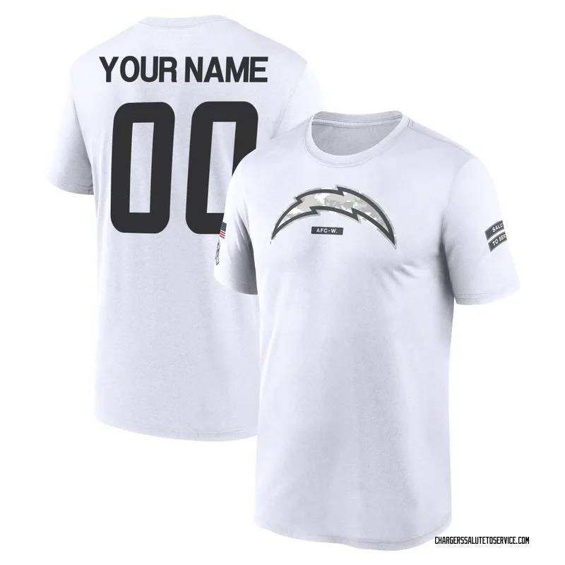 Men's Custom Los Angeles Chargers Legend White 2024 Salute to Service Performance T-Shirt