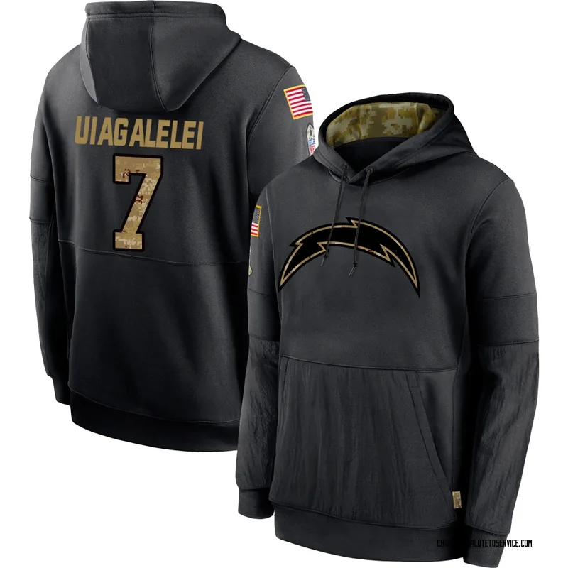 Men's DJ Uiagalelei Los Angeles Chargers Black 2020 Salute to Service Sideline Performance Pullover Hoodie