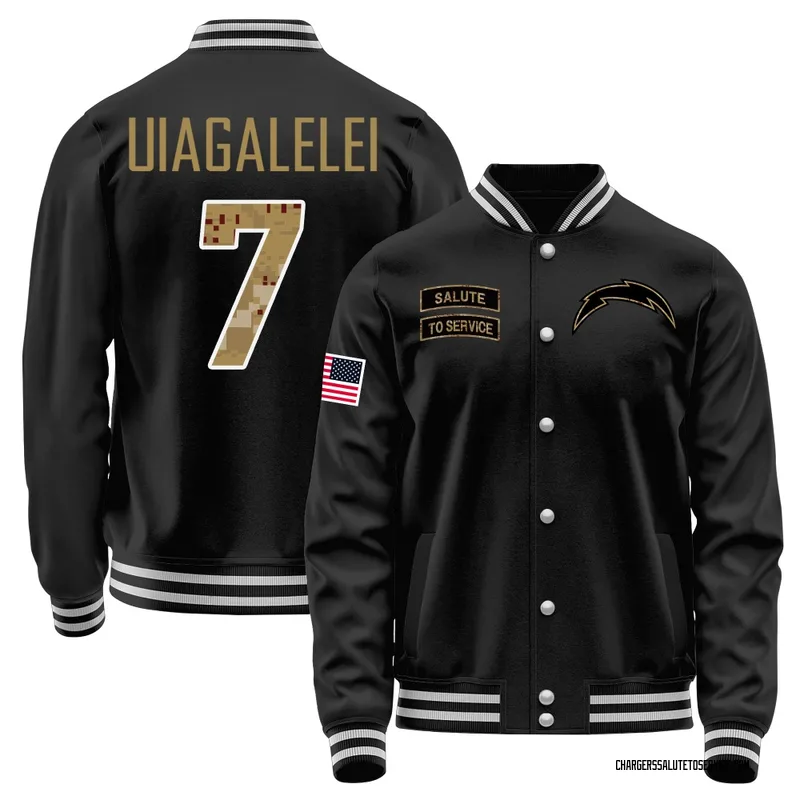 Men's DJ Uiagalelei Los Angeles Chargers Black Salute to Service Sideline Performance Jacket