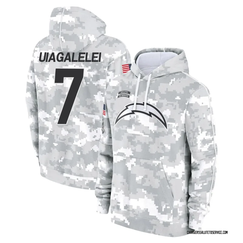 Men's DJ Uiagalelei Los Angeles Chargers Camo Arctic 2024 Salute to Service Club Fleece Pullover Hoodie