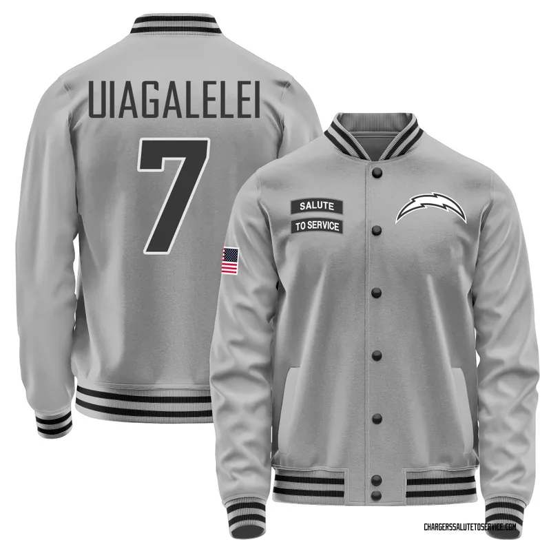 Men's DJ Uiagalelei Los Angeles Chargers Gray Salute to Service Performance Jacket
