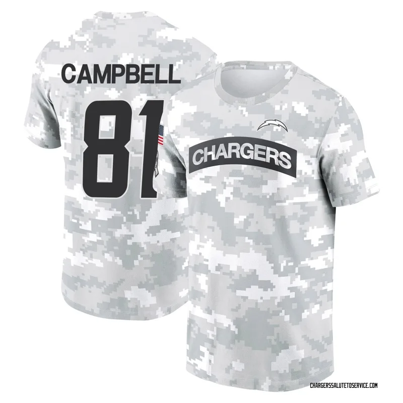 Men's Dalevon Campbell Los Angeles Chargers Camo Arctic 2024 Salute to Service Performance T-Shirt
