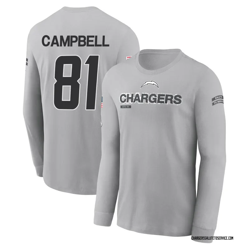 Men's Dalevon Campbell Los Angeles Chargers Gray 2024 Salute to Service Long Sleeve T-Shirt