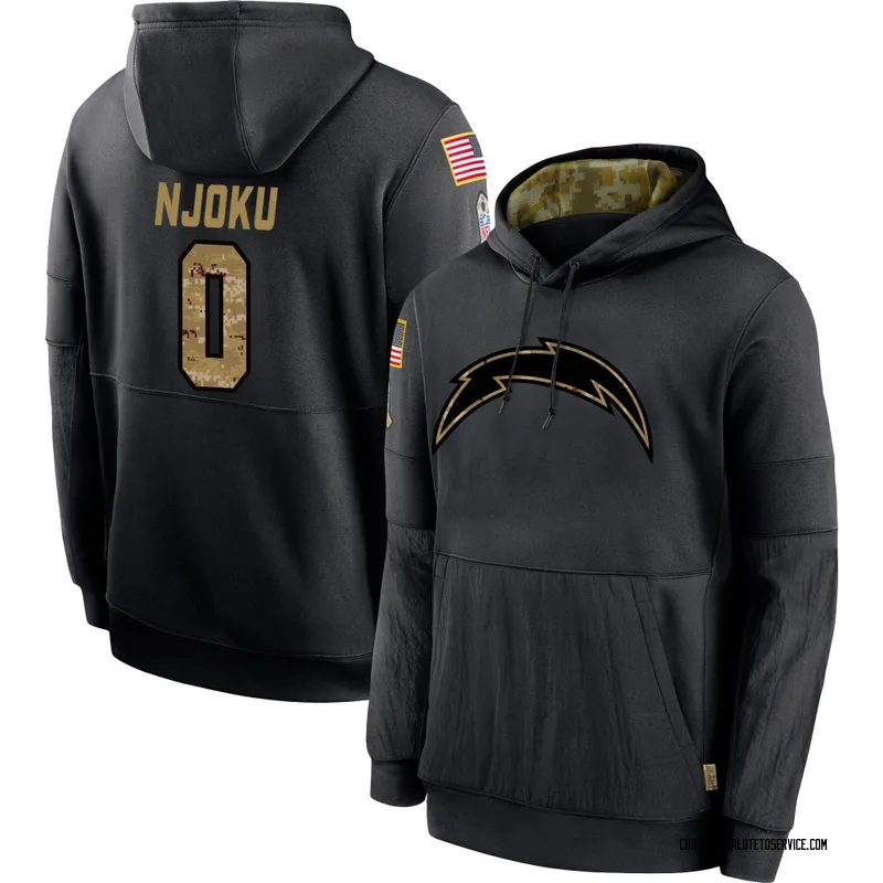 Men's David Njoku Los Angeles Chargers Black 2020 Salute to Service Sideline Performance Pullover Hoodie