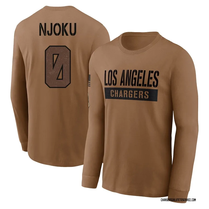 Men's David Njoku Los Angeles Chargers Brown 2023 Salute To Service Long Sleeve T-Shirt
