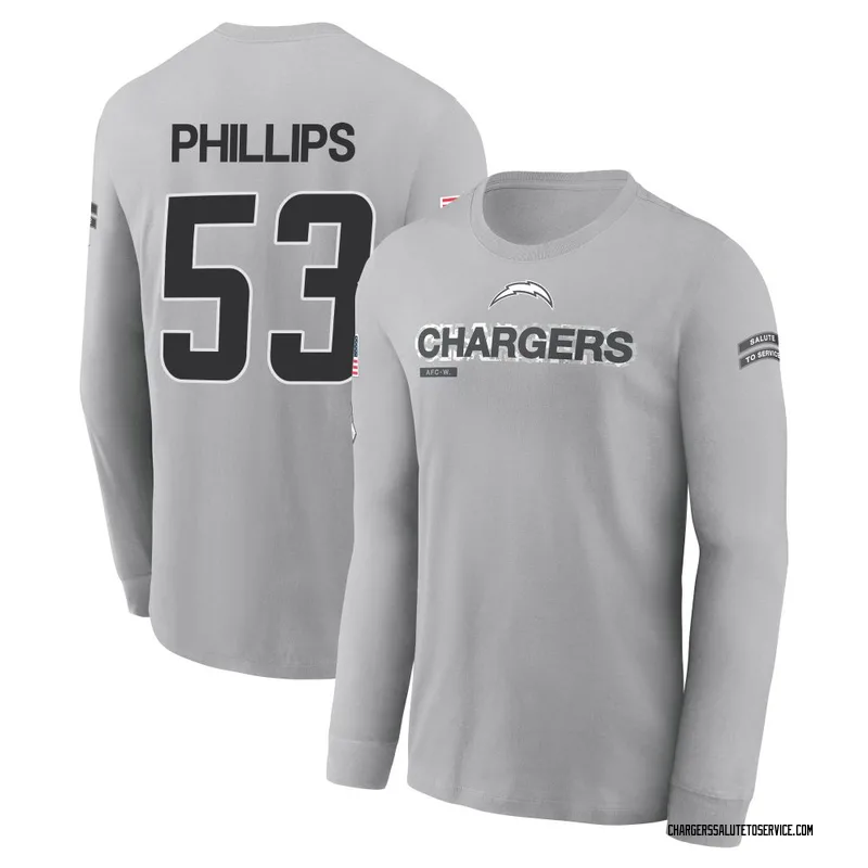 Men's Del'Shawn Phillips Los Angeles Chargers Gray 2024 Salute to Service Long Sleeve T-Shirt