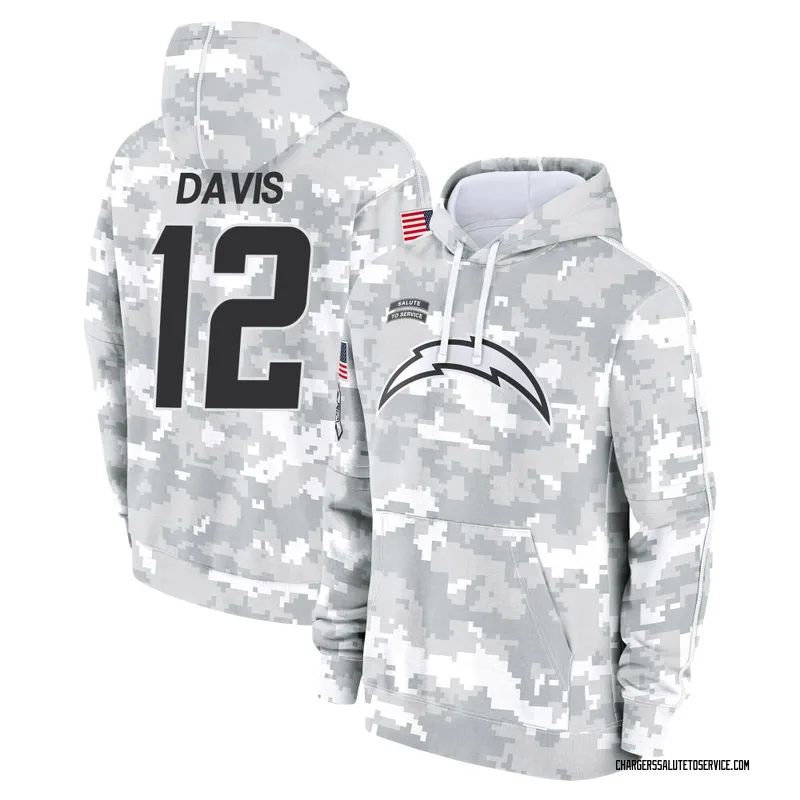 Men's Derius Davis Los Angeles Chargers Camo Arctic 2024 Salute to Service Club Fleece Pullover Hoodie