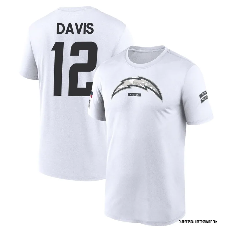Men's Derius Davis Los Angeles Chargers Legend White 2024 Salute to Service Performance T-Shirt