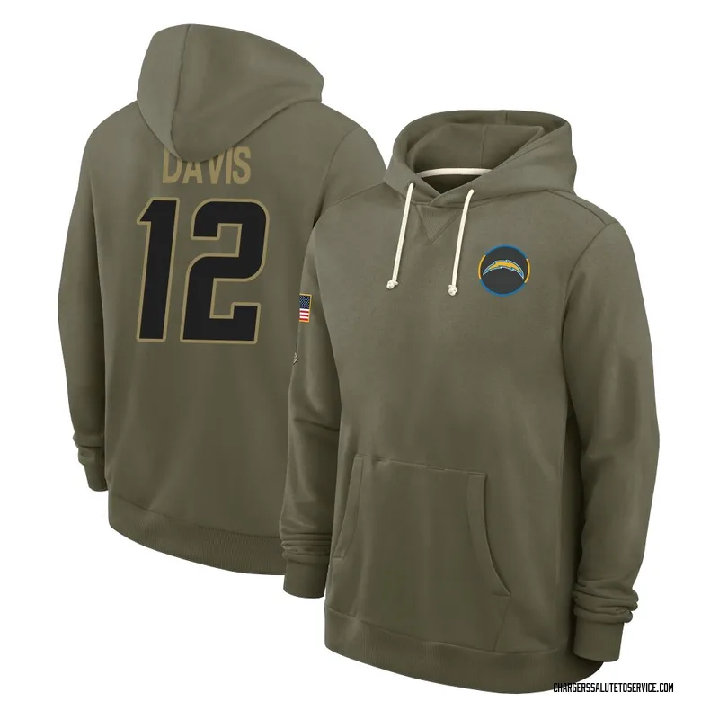 Men's Derius Davis Los Angeles Chargers Olive 2025 Salute to Service Hoodie