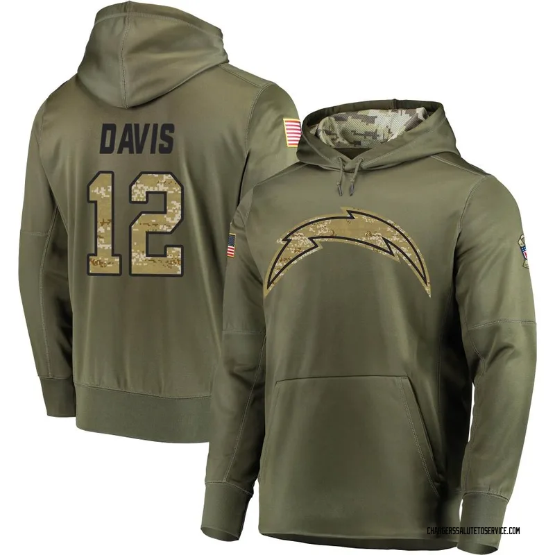 Men's Derius Davis Los Angeles Chargers Olive Salute to Service Pullover Hoodie