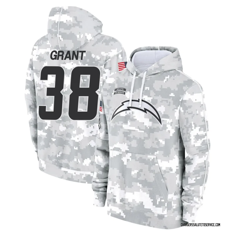 Men's Devin Grant Los Angeles Chargers Camo Arctic 2024 Salute to Service Club Fleece Pullover Hoodie