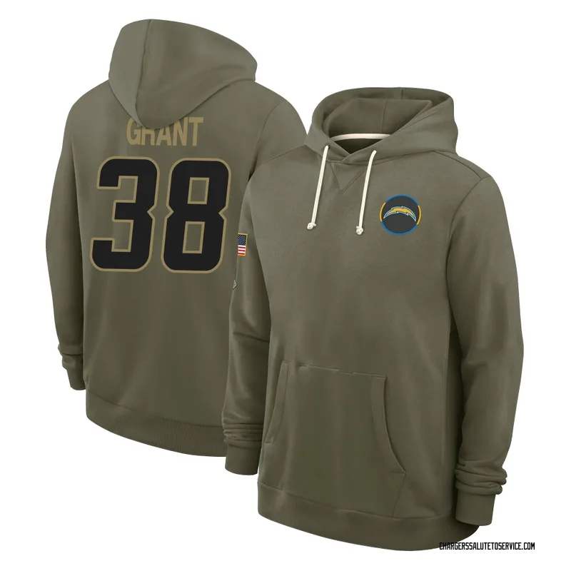 Men's Devin Grant Los Angeles Chargers Olive 2025 Salute to Service Hoodie