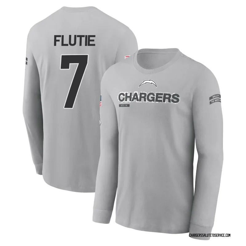 Men's Doug Flutie Los Angeles Chargers Gray 2024 Salute to Service Long Sleeve T-Shirt