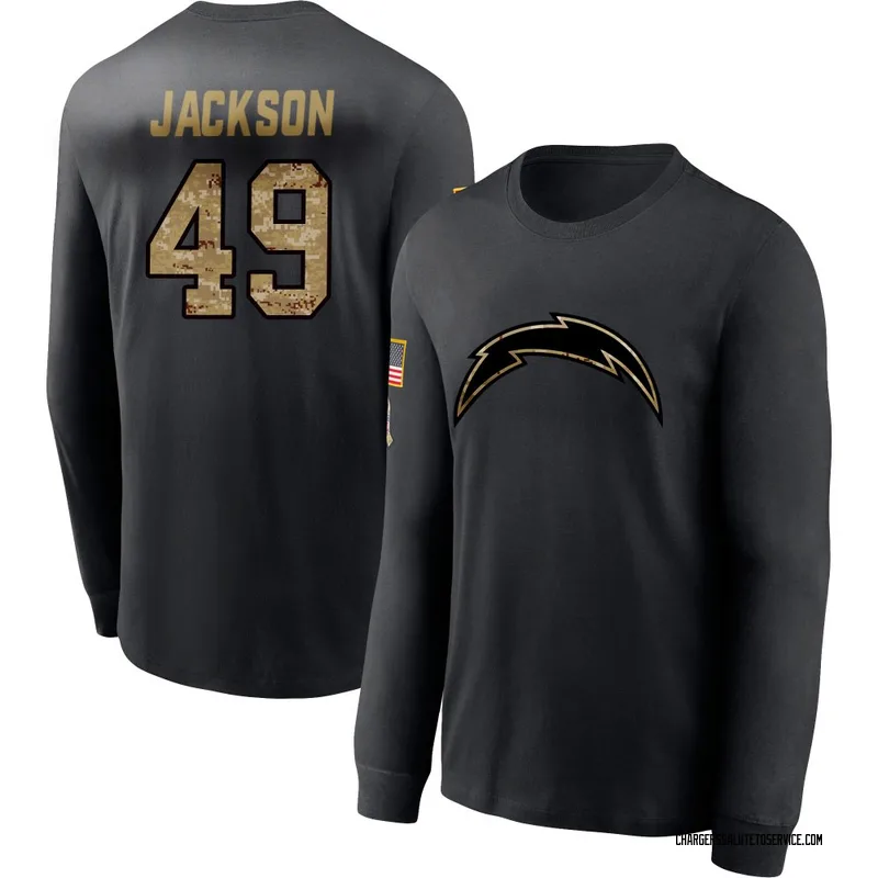 Men's Eddie Jackson Los Angeles Chargers Black 2020 Salute To Service Sideline Performance Long Sleeve T-Shirt