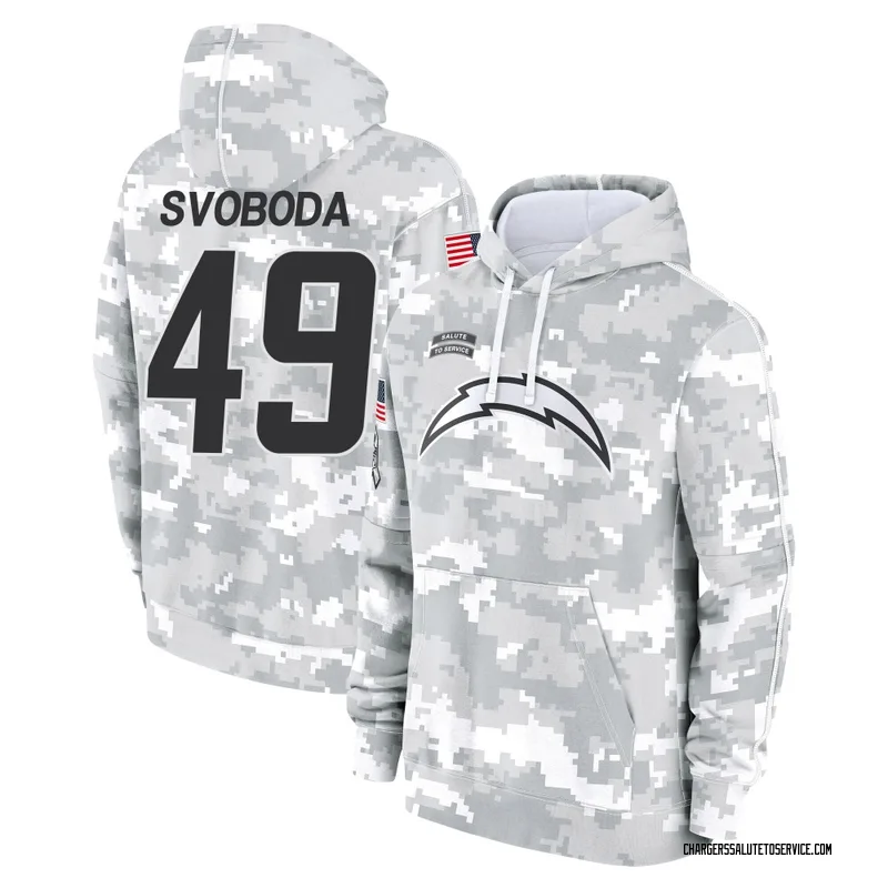 Men's Evan Svoboda Los Angeles Chargers Camo Arctic 2024 Salute to Service Club Fleece Pullover Hoodie