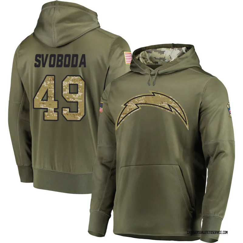 Men's Evan Svoboda Los Angeles Chargers Olive Salute to Service Pullover Hoodie