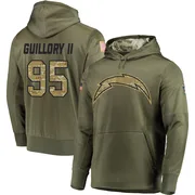 Men's Jacobian Guillory II Los Angeles Chargers Olive Salute to Service Pullover Hoodie
