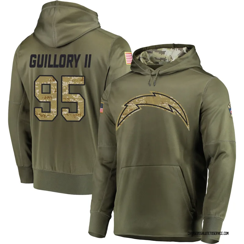 Men's Jacobian Guillory II Los Angeles Chargers Olive Salute to Service Pullover Hoodie