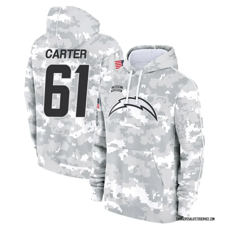 Men's Jahmeer Carter Los Angeles Chargers Camo Arctic 2024 Salute to Service Club Fleece Pullover Hoodie