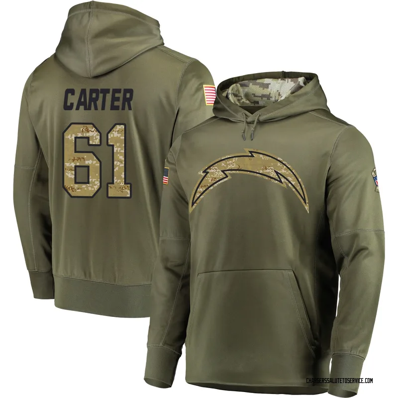 Men's Jahmeer Carter Los Angeles Chargers Olive Salute to Service Pullover Hoodie