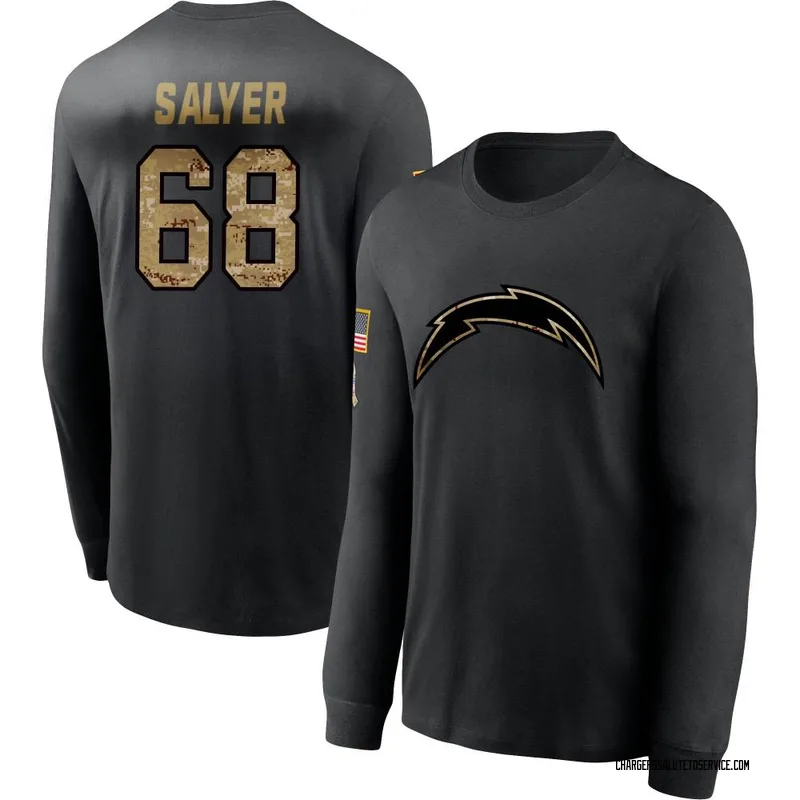Men's Jamaree Salyer Los Angeles Chargers Black 2020 Salute To Service Sideline Performance Long Sleeve T-Shirt