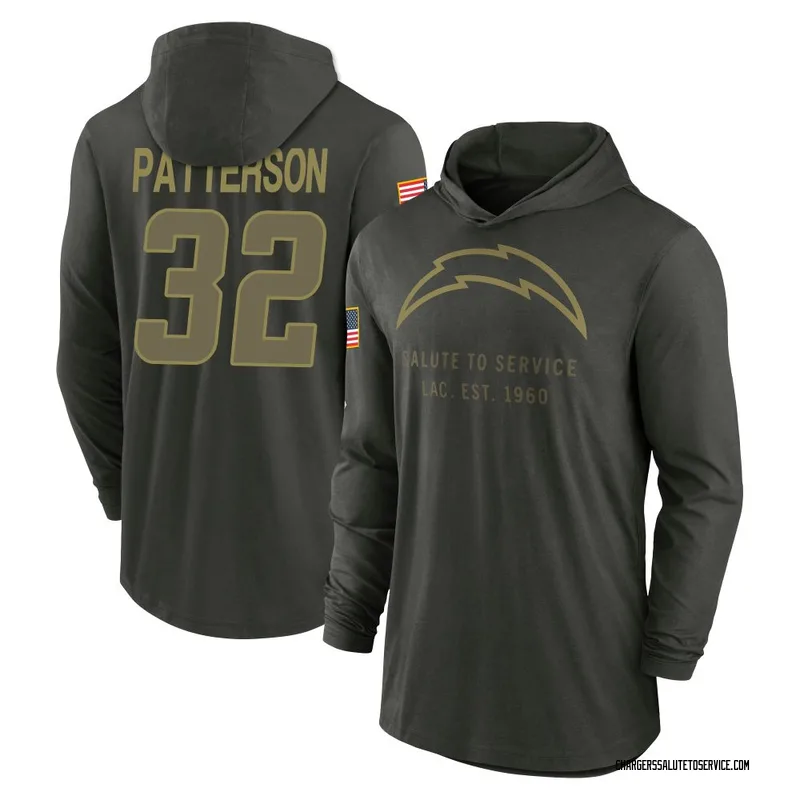Men's Jaret Patterson Los Angeles Chargers Green Forest/ 2025 Salute to Service Sideline Lightweight Hooded Pullover Long Sleeve