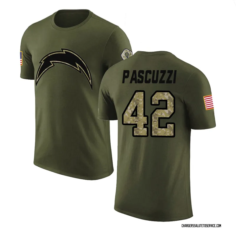 Men's Johnny Pascuzzi Los Angeles Chargers Legend Olive Salute to Service T-Shirt