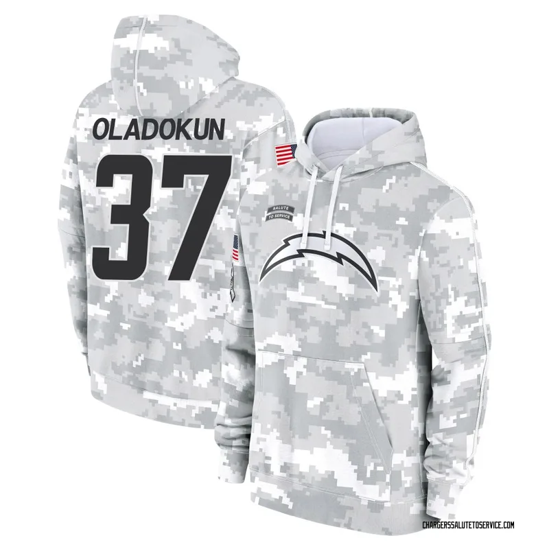 Men's Jordan Oladokun Los Angeles Chargers Camo Arctic 2024 Salute to Service Club Fleece Pullover Hoodie