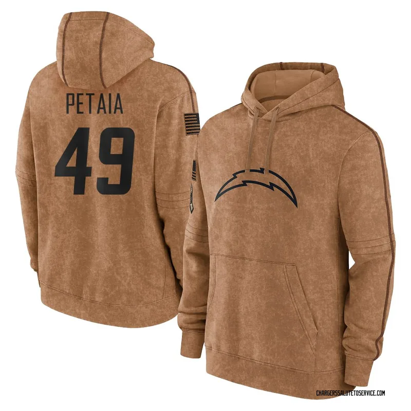 Men's Jordan Petaia Los Angeles Chargers Brown 2023 Salute To Service Club Pullover Hoodie