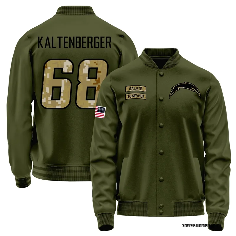 Men's Josh Kaltenberger Los Angeles Chargers Olive Salute to Service Sideline Performance Jacket