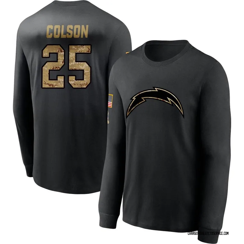 Men's Junior Colson Los Angeles Chargers Black 2020 Salute To Service Sideline Performance Long Sleeve T-Shirt