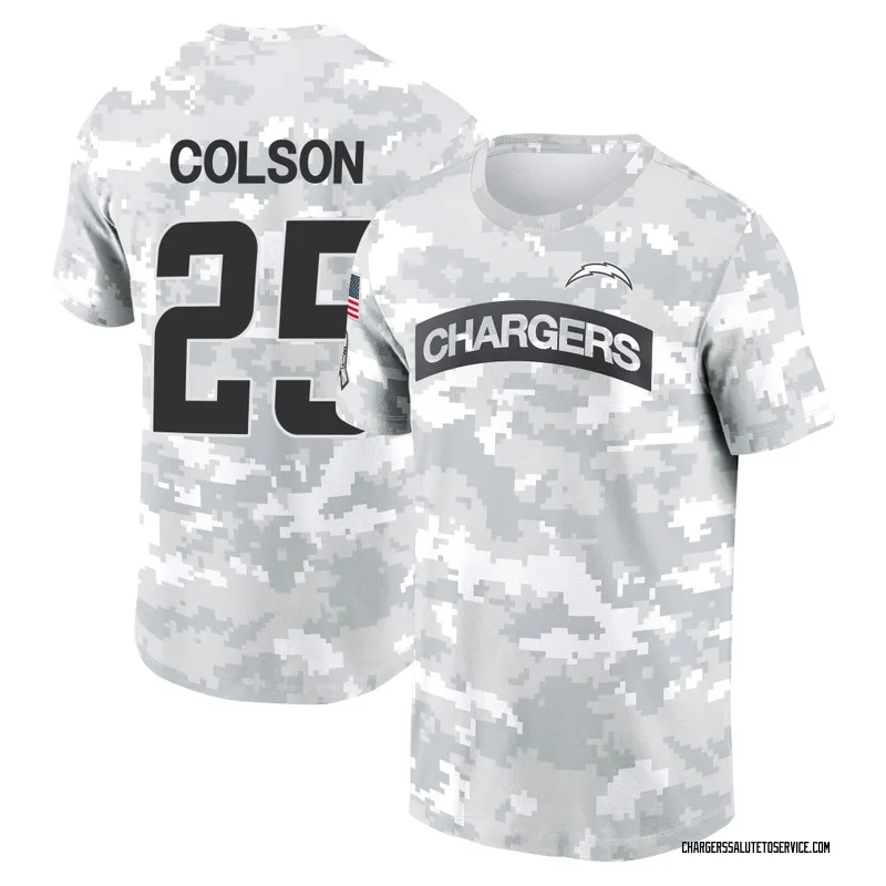 Men's Junior Colson Los Angeles Chargers Camo Arctic 2024 Salute to Service Performance T-Shirt