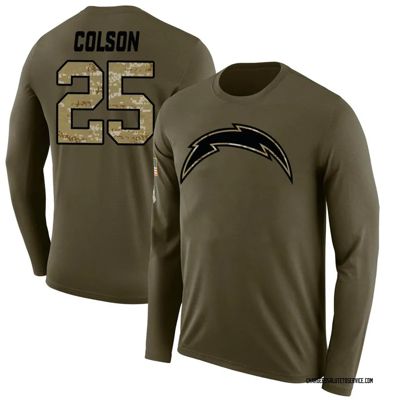 Men's Junior Colson Los Angeles Chargers Legend Olive Salute to Service Sideline Long Sleeve T-Shirt