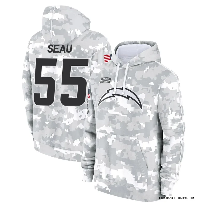 Men's Junior Seau Los Angeles Chargers Camo Arctic 2024 Salute to Service Club Fleece Pullover Hoodie