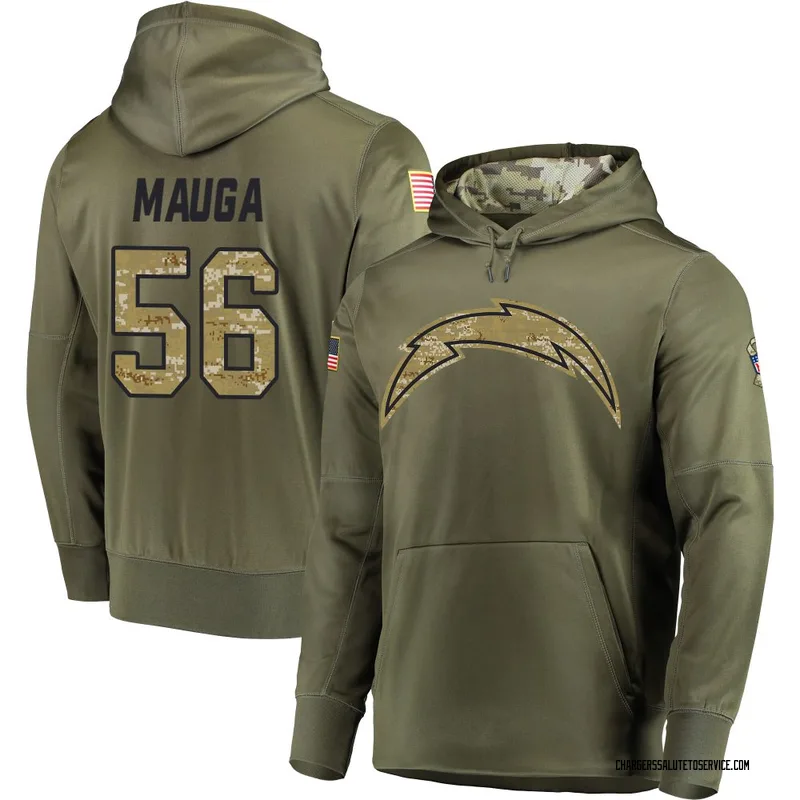Men's Kana'i Mauga Los Angeles Chargers Olive Salute to Service Pullover Hoodie